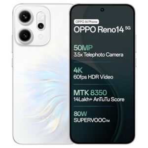 OPPO Reno14 5G (Pearl White, 12GB RAM, 512GB Storage) with No Cost EMI/Additional Exchange Offers  Amazon.in: Electronics